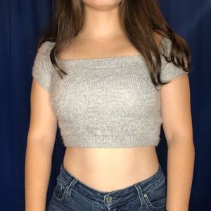 Fuzzy Sweater Shirt Bardot